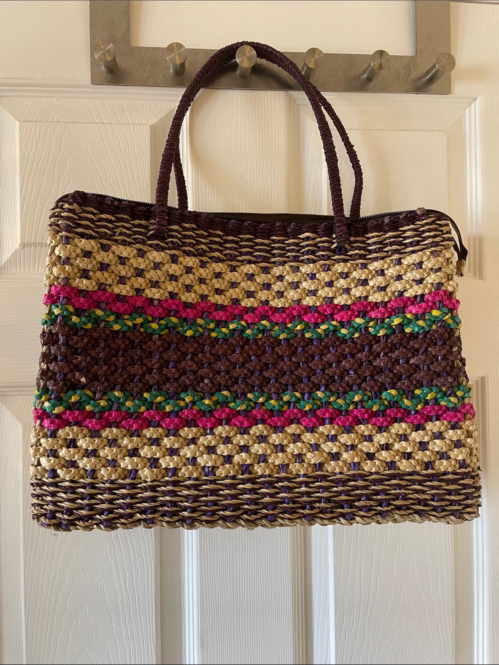 Gorgeous vintage basket woven bag purse picnic market boho